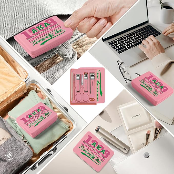 Nail Clippers and Beauty Tool,Portable Set Nail Clipper Set,Manicure Kit for Women,Manicure Set 6 in 1 AKA Sorority Gifts Nail Kit Suitable for for Women (AKA Pink)