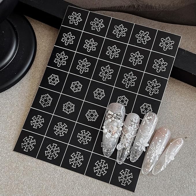 Christmas Nail Stickers Airbrush Stencils Stickers for Nail Art Self Adhesives with Snowman Snowflower Deer Bell Wreath Socks Designs Supplies Design Nail Guide for Manicure Nails Decoration 6 Sheets