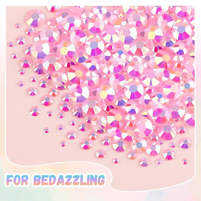 25000Pcs Light Pink AB Rhinestones for Bedazzling with B7000 Jewelry Glue, Non Hotfix Flatback Gems, Crystal Resin Rhinestones for Crafting Crafts Clothing Tumblers Mugs Shoes Fabric Decor Nail Art