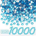 10000PCS Aquamarine Rhinestones Bulk, Flat Back Crystal Glass Stone Round Gems,SS20, 4.6-4.8mm