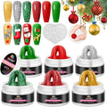 EBANKU Solid Builder Gel for Nails, 6 Colors Nail Extension Sculpture Gel for Nail, Valentines Red Green Gold Silver Glitter Non-Sticky Carving Modeling Nail Art