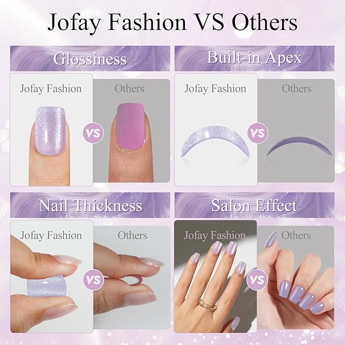 Valentines Press on Nails Short 5 Styles, Jofay Fashion 160Pcs Cat Eye Press on Nails for Women, Reusable Opaque Gel Fake Nails, Square Glue On Nails Kit in 16 Sizes, Bubbles