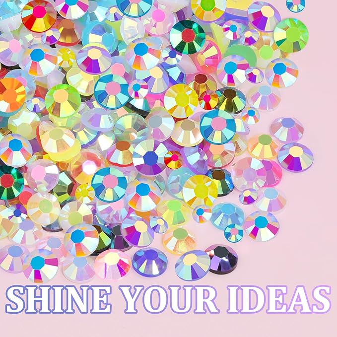 2 Boxes Jelly Rhinestones for Bedazzling, 30600Pcs 3mm & 5mm Multicolor Flatback Resin Gems for Crafting, Bedazzler Kit with Tweezer for DIY Crafts Book Fabric Decor Nail Art