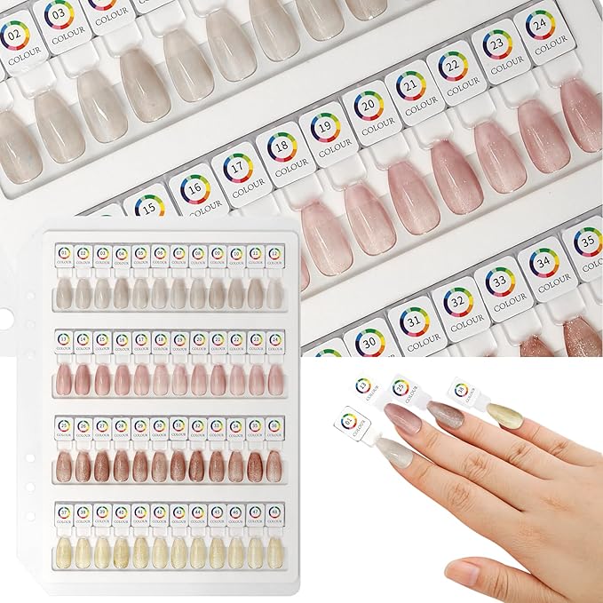 Acrylic Magnetic Nail Color Book Inside Page & Magnetic Nail tips,Premium Acrylic False Nail Tips for Gel & Regular Polish, Durable, Easy to Color,Perfect for Nail Practice & Professional Use