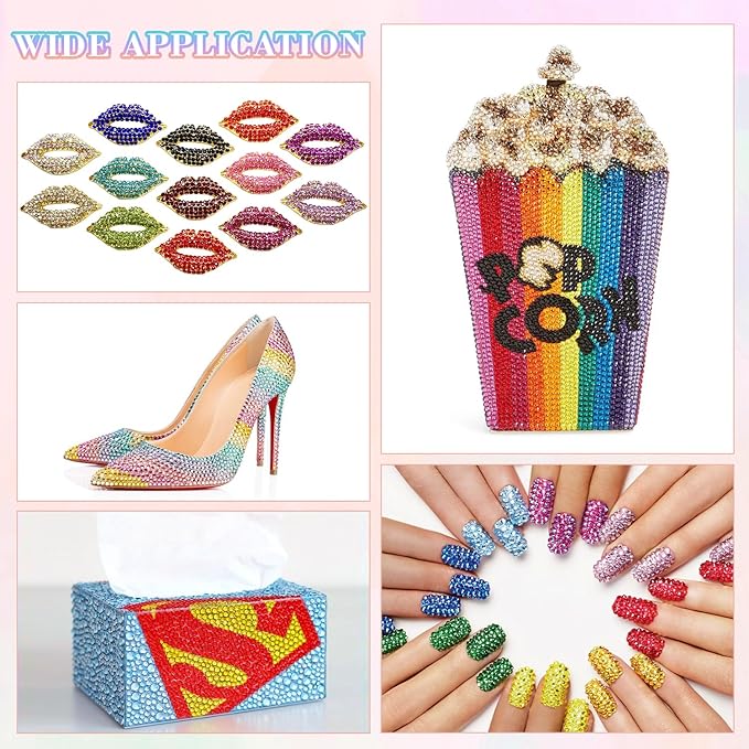 22000Pcs Resin Rhinestones for Bedazzling with 3Pcs B7000 Jewelry Glue, Multicolor 2/3/4mm Flatback Gems Rhinestones for Crafting, Clothing Tumblers Mugs Shoes Fabric Decor Nail Art