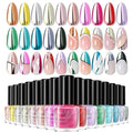 Born Pretty Metallic Nail Polish Set, 15 Colors Metallic Mirror Quick Dry Nail Polish Red Pink Gold Silver Purple Chrome Holographic Regular Nail Polish Nail Lacquer Fingernail Glossy Nail Polish Set