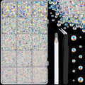 16000Pcs Resin Jelly Rhinestones with Tweezers for Crafting, Transparent AB 2-6mm Mixed Sizes Flatback Gems, Bedazzling Crystal for DIY Crafts Clothing Tumblers Mugs Shoes Fabric Nail Art