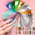 300 Sheets Nail Foils Transfer Nail Art Foil Stickers Holographic Solid Colors Aurora Gradients Nail Sheets Bright Color Transfer Sticker for Nails Decoration