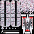 Flatback Pearls for Crafting with 3Pcs 10ml B7000 Jewelry Glue, 2 Boxes of Half Round Pink Mermaid Pearls, Bedazzling Beads for DIY Crafts Clothing Tumblers Shoes Embellishment Nail Art