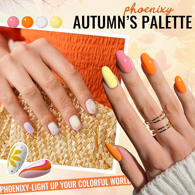 phoenixy Gel Nail Polish Kit with U V Light 74 Pcs Gel Nail Kit 55 Colors Nail Polish Set Complete Nail Set with Base Coat & 4 Effects Top Coat Manicure Tools Christmas Gift for Women