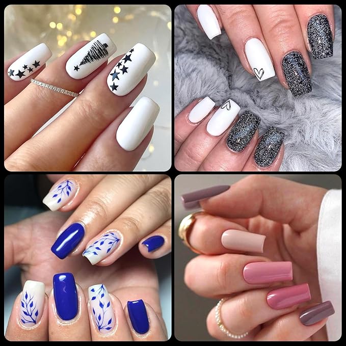 AddFavor 600pcs Square Nail Tips, Medium Gel Nail Tips Square Clear Fake Nails Full Cover Acrylic Nails Tips for Nail Extensions Manicure Salon Home DIY