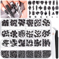 1680Pcs Black Glass Nail Rhinestones 180Pcs Multi Shapes Flatback Nail Gems + 1500Pcs 1.5-4mm Round Crystal, Manicure Nail Charms Diamond Gemstones for Acrylic Nails Decoration