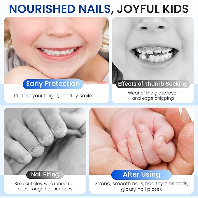 Nail Biting Treatment for Kids & Adults Clear Nail Polish for Nail Biting Prevention, Nail Strengthener & Growth, All-in-One Nail Care Solution, Thumb Sucking Deterrent for Nails 15 ml 0.5 oz