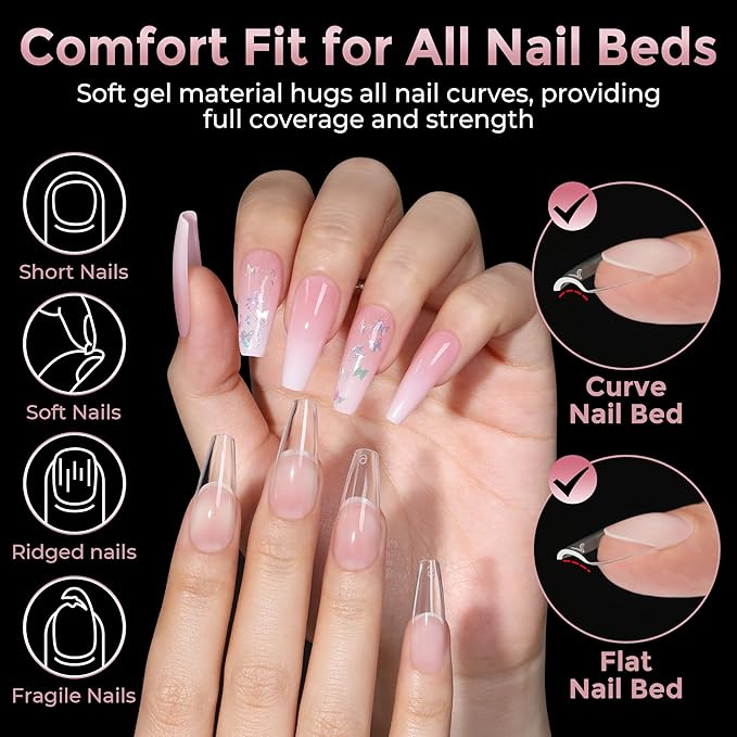 Long Coffin Nails Tips Full Cover Acrylic Nail Tips Pre-buff 240pcs Clear Coffin Fake Press On Nails No C Curve Easily DIY Art Nail Extensions Long-lasting, 12 Sizes Luckyfairy