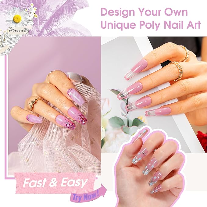 ROSALIND Purple Poly Extension Gel, 60ml/2 oz Purple Pink Fall Colors Poly Nail Gel Building Enhancement for Nail Thickening Decoration, Easy to DIY Use at Home Need UV Lamp