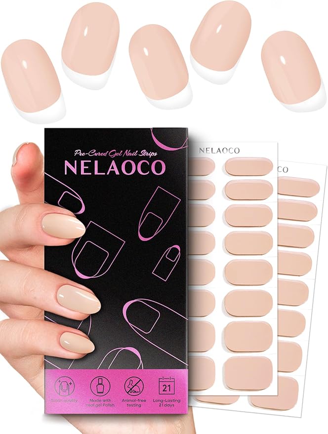 Nail Polish Strips – 32PCS UV Free Salon Quality Wraps, Long Lasting Gel Nail Stickers for Women (Pearlescent Dawn)