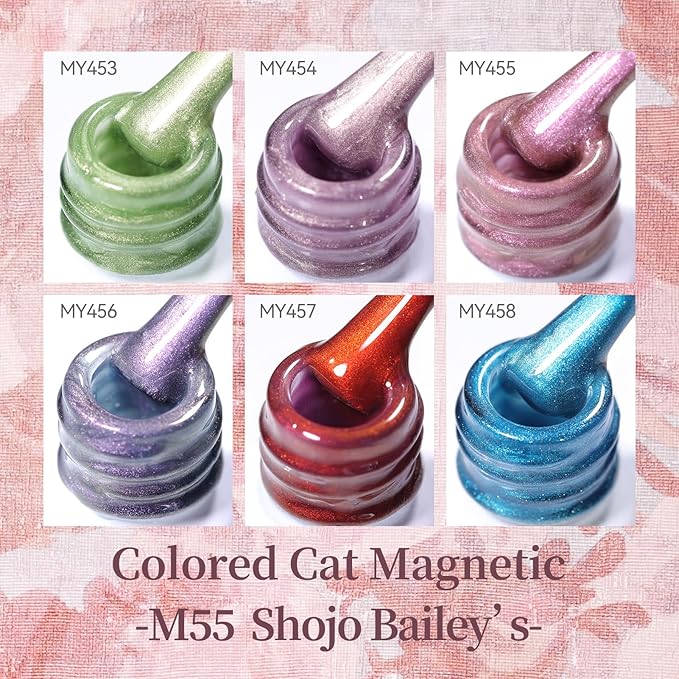 Born Pretty Spring Summer Cat Magnetic Eye Gel Nail Polish Shimmer Glitter Crystal Jelly Pink Green Blue Translucent Magnetic Gel Polish Soak Off Nail Art Gift for Women
