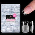 UNA GELLA Short Square & Squoval Gel Nail Tips 312pcs Short Round Square Press on Nails Pre Etched Soft Gel Fake Nails Full Cover For Nail Extension Home DIY Salon 12 Sizes
