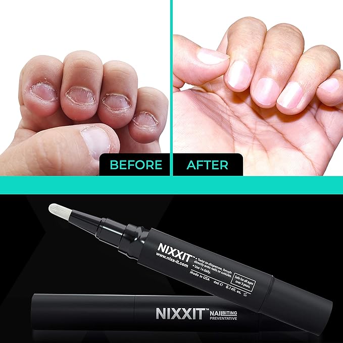 NIXXIT Nail Biting Treatment for Adults - Stop Nailing Biting Pen and Thumb Sucking for Adults & Children - Non Glossy Bitter Taste - Safe & Effective Solution - USA Made (2 - Pack)