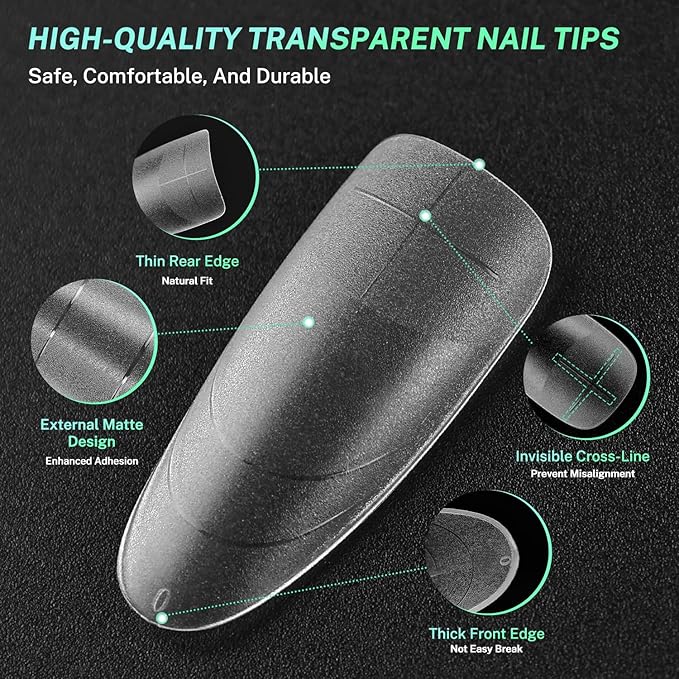 JODSONE Oval Fake Press on Nails Pre-shape Round Gel for Full Cover Acrylic Round Oval Full Nail Tips 12 Sizes 360Pcs for DIY at Home