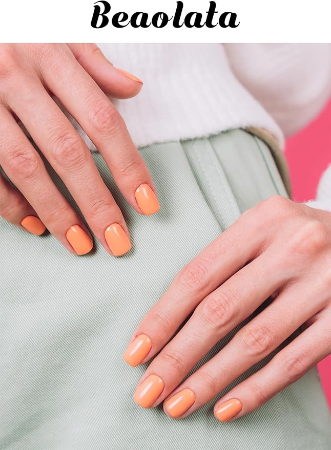 Semi Cured Gel Nail Strips - UV Light Gel Nail Stickers - 20 Long Lasting Salon Quality Wraps (Blazing Orange)