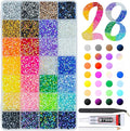 28 Color 4mm Jelly Resin Rhinestones w B7000 Glue for Bedazzling Crafting Flatback Stones Colorful AB Gems Diamonds Bedaazler Kit Charms for Nails Eyes Face Makeup Tumblers Bottles Crafts Shoes