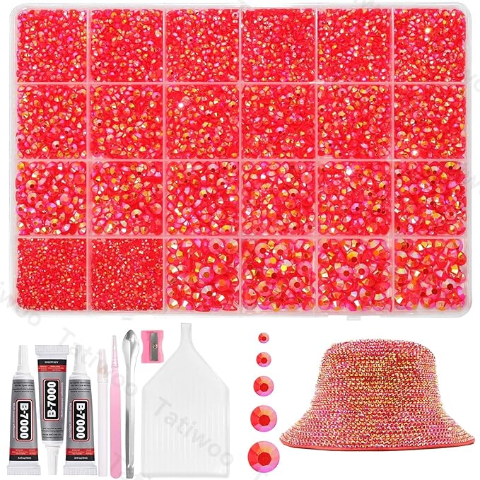 20000Pcs Red Flatback Jelly Resin Rhinestones for Bedazzling, Mix Sizes Crystal Rhinestones Gems, Red Gems Bedazzling for Crafting, Flatback Rhinestone for DIY Face Makeup Crafts Tumblers