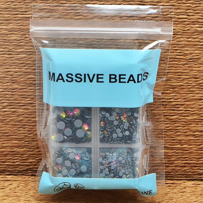 4000Pcs Mixed Size Hot Fix Round Crystals Gems Glass Stones Hotfix Flat Back Rhinestones (Vitrail Medium)