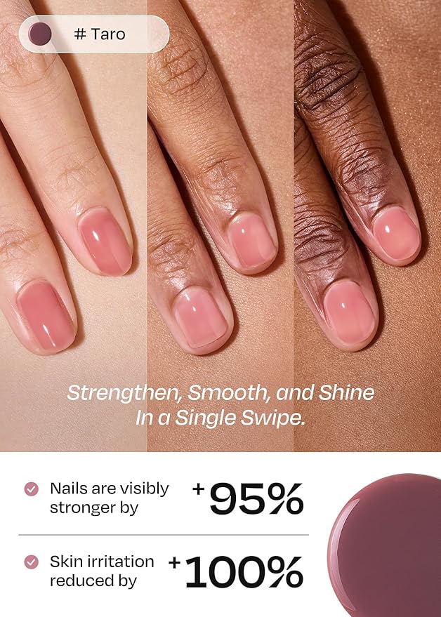 ohora Natural Glow Milk Syrup Nail Strengthener (Taro) - Tinted Nail Hardener for Brittle, Damaged Nails, Quick-Dry Glossy Finish, Nail Repair & Growth, 15 mL