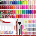 Lavender Violets 48 Pcs Dip Powder Nail Kit Starter, 36 Colors Pink Red Yellow Green Blue with Dip Powder Liquid Set and Essential Manicure Tools for Nail Art Designs B950