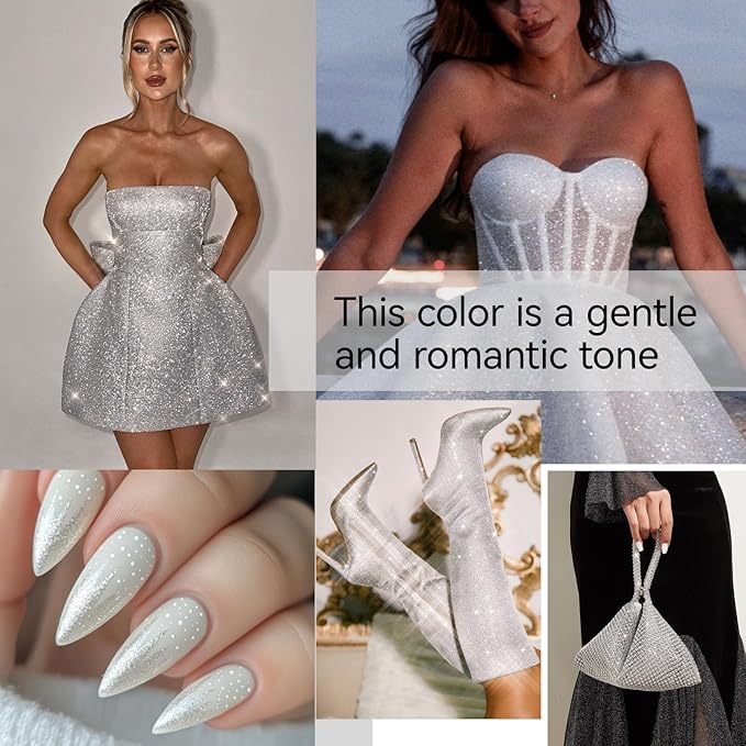 gelike ec Gel Nail Polish Silver Color Safe for Girl Teens Manicure Lovers 16ml - Chip Resistant for Party Occasions with Smooth Brush