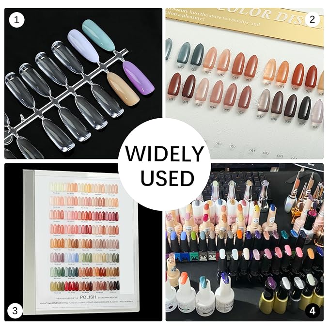 240PCS Flat Long Almond Nail Display Tips,Solid Clear Acrylic Nail Color Swatches for Nail Art Design Pattern Practice and Nail Display