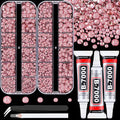 Resin Rhinestones for Crafting with B7000 Jewelry Glue, 2 Boxes Dark Pink Flatback Crystals with 3Pcs 10ml Glue for Bedazzling Crafts DIY Nail Art Makeup，Non Hotfix Gems for Clothing Shoes