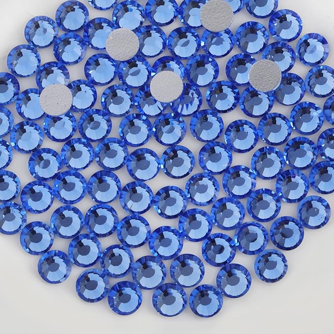 Beadsland Flat Back Crystal Rhinestones Round Gems for Nail Art and Craft Glue Fix, Light Blue, 4.6-4.8mm, SS20/1440pcs