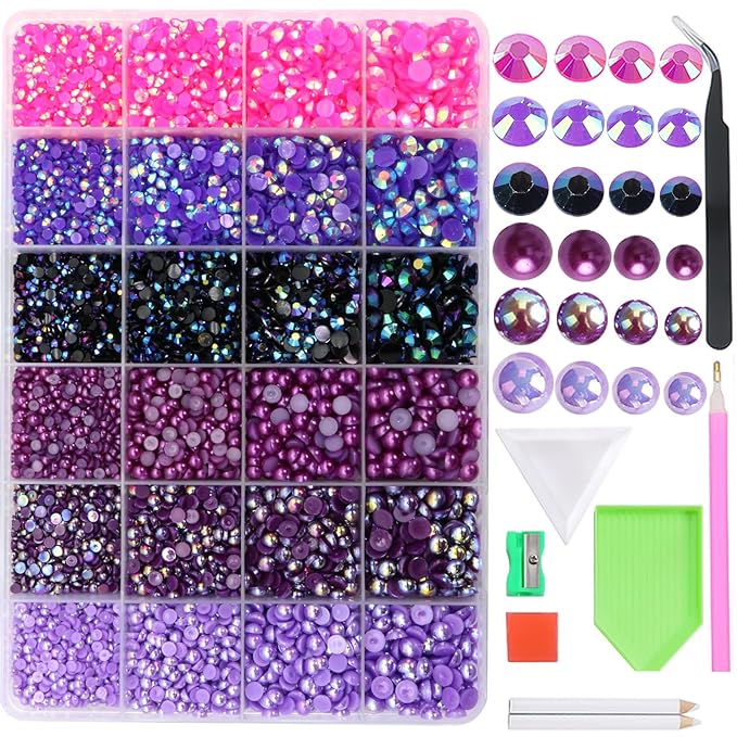 RODAKY Resin Rhinestones Kits 2/3/4/5mm Flatback Jelly Rhinestones Bulk Bedazzling Crystal Gems Beads Stone for Manicure DIY Crafts Mugs Bottles Tumblers Clothes Face Makeup (A-Set 2)