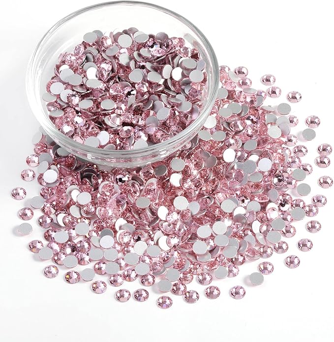 Beadsland Flatback Rhinestones Bulk,14400pcs Pink Rhinestones for Nails Crafts Clothes DIY Decoration, Light Rose/Light Pink, SS6, 1.9-2.1mm