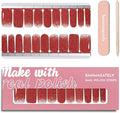 Nail Polish Strips, 20Pcs Salon Quality Gel Nail Stickers, Easy Long Lasting Wraps for Short Nails no UV Light Needed (Christmas Red)