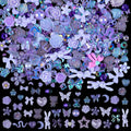 100 Pieces 3D Resin Butterfly Bear Nail Charms Rose Flower Peach Skirt Bow Deer Snake Rabbit Animal Shaped Nail Art Rhinestones Pearls for DIY Nail Art Decoration Making Craft (Purple)
