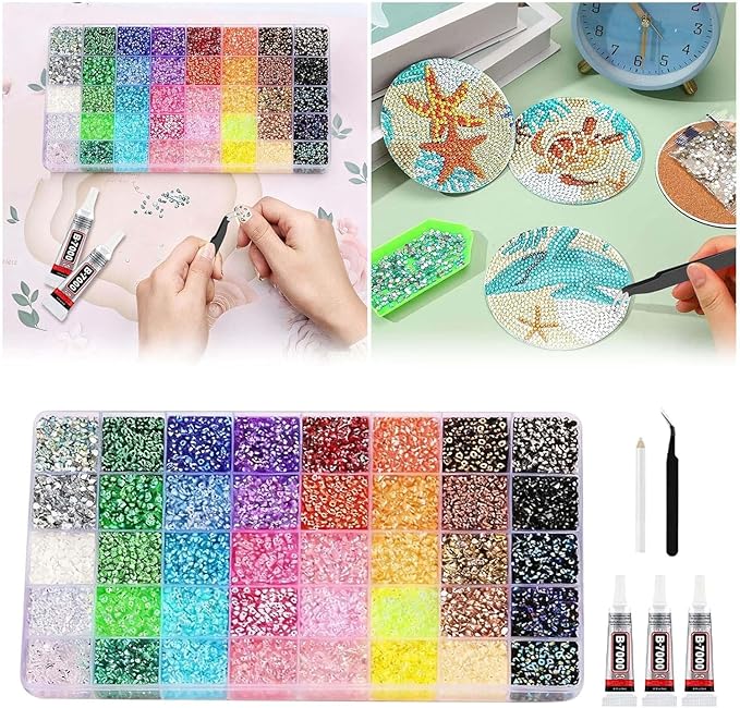 40 Colors Resin Jelly Rhinestones 2026, 3mm 32000Pcs Flatback Rhinestones for Bedazzling Crafting, Bling Crystal Bedazzle Kit with 3Pcs B7000 Glue for Clothing Nail Art Graduation Cap Decor (Colors)
