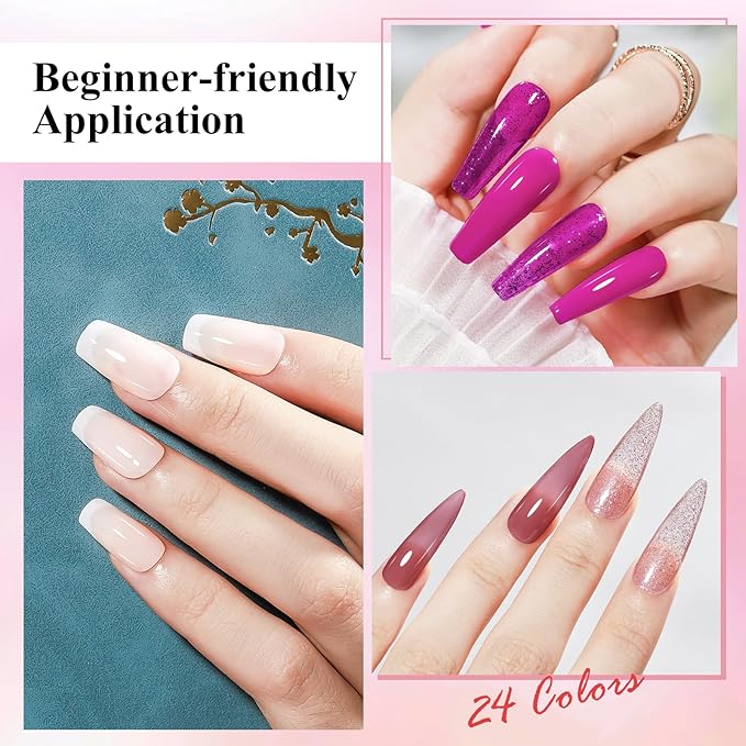 Nail Polish Set Quick Dry-24Pcs Regular Fingernail Polish Bulk White Nude Pink Red Green Blue Long Lasting French Nail Art DIY Home Gift Set for Women