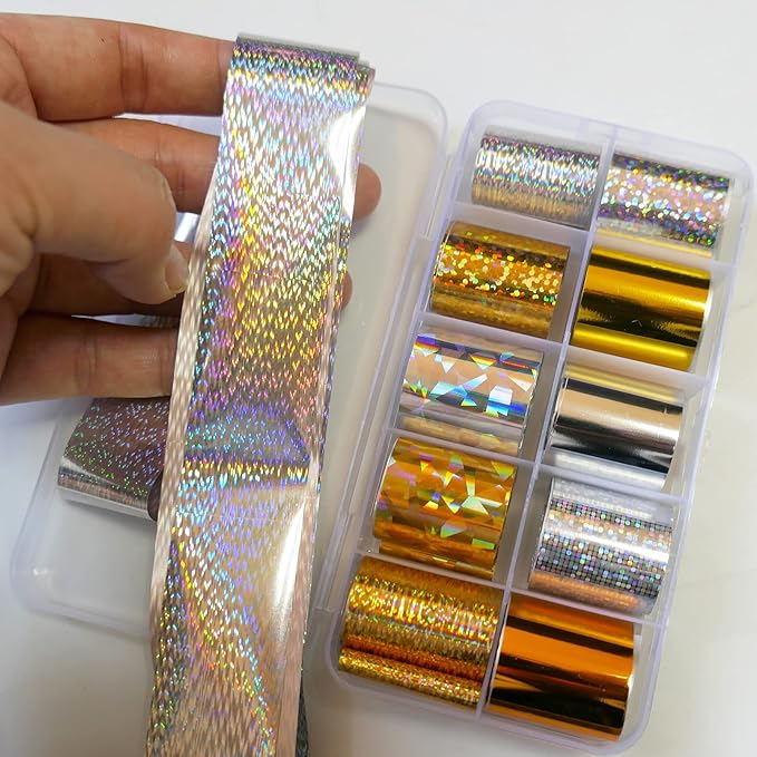 LoveOurHome 30 Sheet Holographic Nail Transfer Foils Marble Starry Sky Gold Silver Nails Art Foil Stickers Decals Manicure Fingernail Tattoo Decorations Accessories for Acrylic Tips Crafts