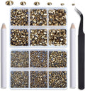 NCB Hotfix Iron on 8000pcs Crystal Rhinestones Round Gem for Crafts Decoration DIY Jewelry Making with a Tweezers and 2 Picking pens (Aurum, 6Sizes SS4-SS30)