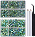Bymitel Hotfix Crystal Rhinestones Round Gems for Crafts,Mixed 6 Sizes with Wax Pencil Kit, Peridot AB 1.6-6.3mm SS4-SS30/8000pcs