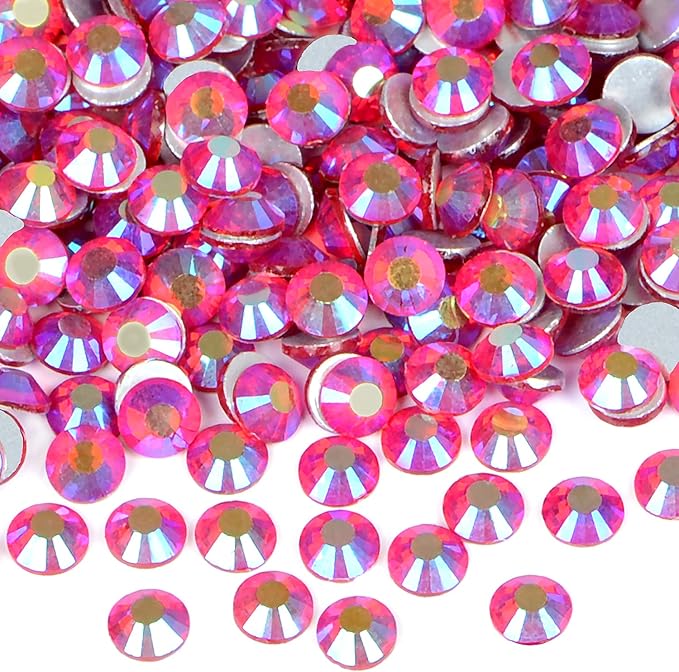 1440PCS Art Nail Rhinestones Non Hotfix Glue Fix Round Crystals Glass Flatback for DIY Jewelry Making with one Picking Pen (ss12 1440pcs, Siam AB)