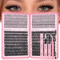 Lash Clusters Kit with Spikes, 80D+100D Eyelash Clusters Extensions Individual D Curl Fluffy Wispy False Eyelashes DlY Manga Lashes Extension Kit (12-22mm, Lash Clusters Kit)