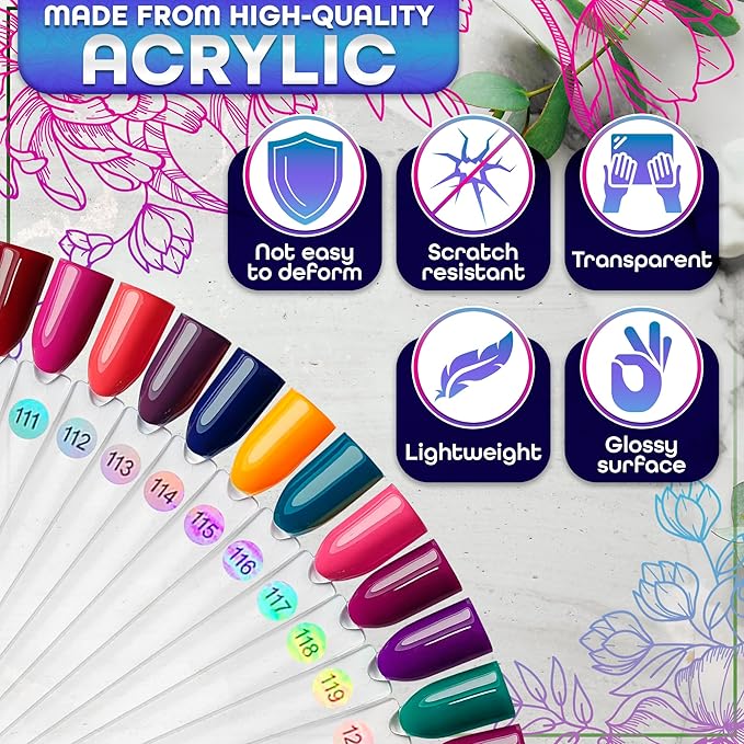 200 Pcs Nail Swatch Sticks – Color Swatches with Numbering Stickers and 4 Metal Rings – Easy to Paint On, Simple to Organize and Store for Professionals, Beginners, and Gel Polishes, Nail Forms