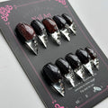 Halloween Press on Nails Luxury Medium Stiletto Handmade Eagle Claw Reusable ABS Material Curved Fake Nails Glitter Spider Rhinestones Design Cat Claw Glossy Glue on Nail Thick Acrylic Nails(S)