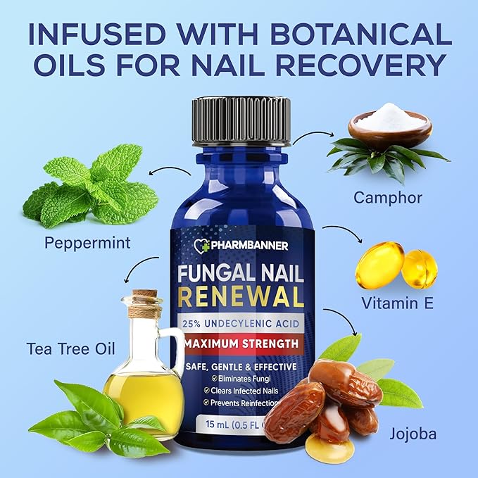 Toenail Fungus Treatment Extra Strength: 25% Undecylenic Acid Toe & Fingernail Fungus Renewal - Nail Fungus Treatment Kit with Brush & File - For Ingrown Nails & Discoloration