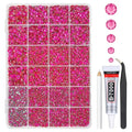 Rose Pink Crystal Resin Rhinestones w B7000 Glue for Bedazzling Crafting Hot Pink Flatback Stones 2mm-6mm Rose Red Diamonds Gems Bedazzler Kit for Nails Face Eyes Makeup Tumblers Bottles Crafts
