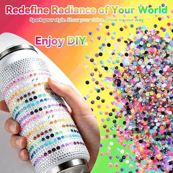 32000Pcs Rhinestones Bedazzling Kit with Tools, 3mm Color Resin Rhinestones for Bedazzling, Flatback Resin Gems for Crafts, Bedazzler Kit for Clothing Shoes DIY Face Makeup Tumblers